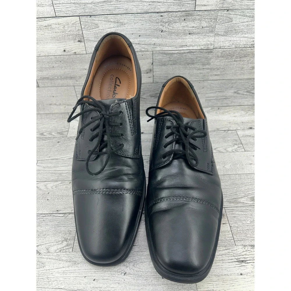Clarks Whiddon Cap Mens Black Leather Lace Up Oxford Shoes 261103097075 Sz 8.5M‎